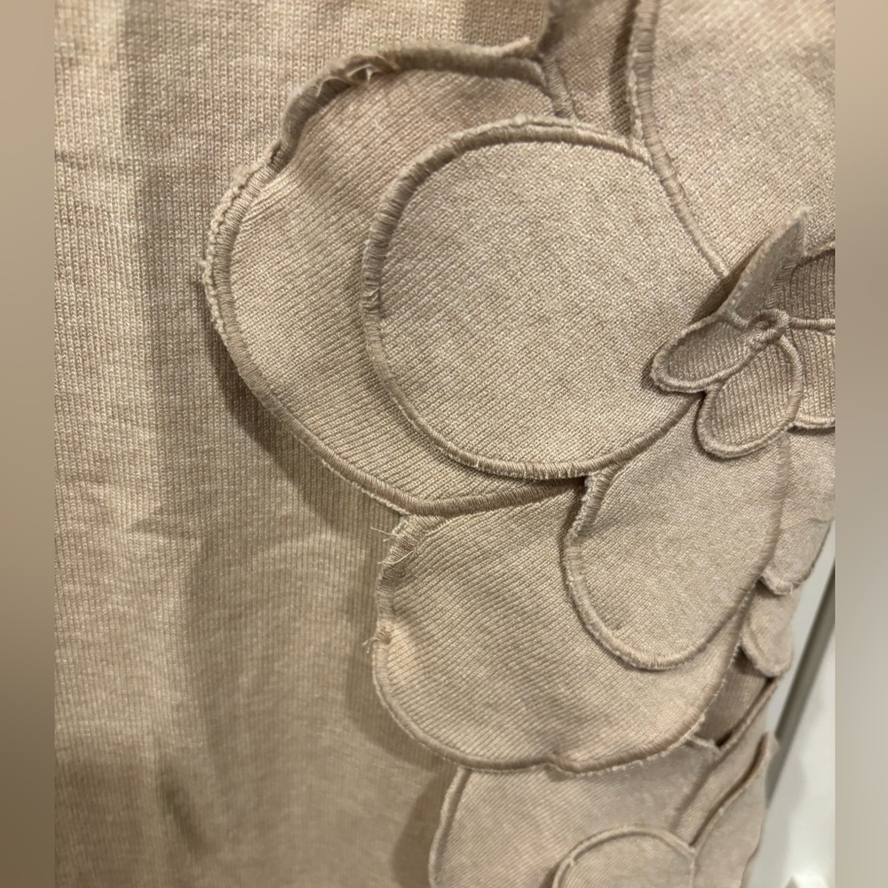 WORN ONCE - LULUS Unique Blooms Beige Applique Floral Sweater Knit Maxi Dress - Picture 13 of 14